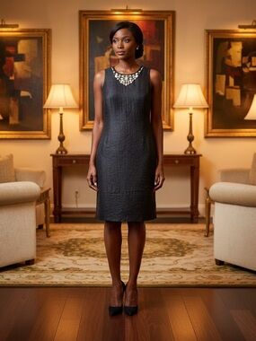 London Times Black Embellished Dress Size 10 Sleeveless